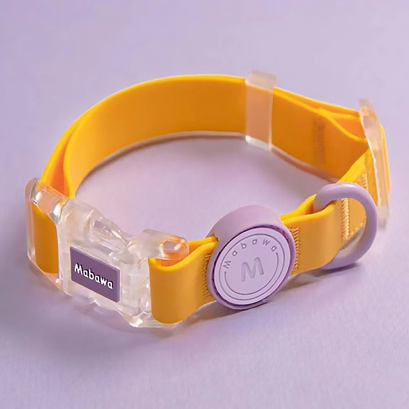 Citronkola – halsband i gult med lila detaljer